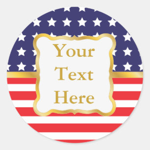 Gouden lijst op patriottische achtergrond ronde sticker
