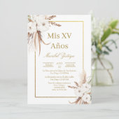 Gouden lijst Quinceanera uitnodiging (Staand voorkant)