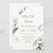 Gouden lijst Quinceanera uitnodiging (Voorkant / Achterkant)