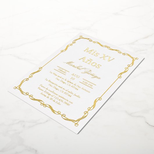 Gouden lijst Quinceanera uitnodiging (Gedraaid)