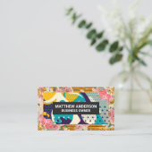 Gouden lijst rand | Moderne kunst bloemen Visitekaartje (Staand voorkant)