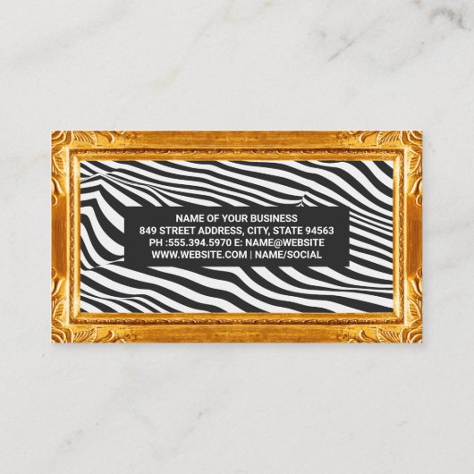 Gouden lijst rand | Strepenpatroon Visitekaartje (Achterkant)
