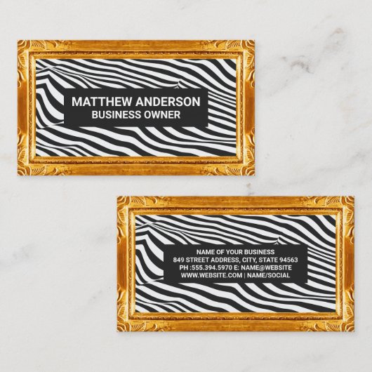 Gouden lijst rand | Strepenpatroon Visitekaartje (Voorkant / Achterkant)