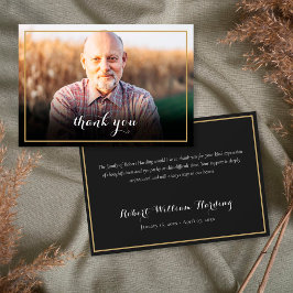 Gouden lijst rouwfoto Elegant schrift Bedankkaart