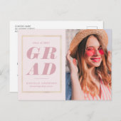 Gouden lijst Roze afstuderen Aankondiging Briefkaart (Voorkant / Achterkant)