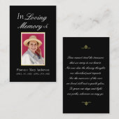 Gouden Lijst Sympathy Memorial Black Photo Card Visitekaartje (Voorkant / Achterkant)