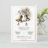 Gouden Lijst van Cream Pastel en Wedding Bells Kaart (Staand voorkant)