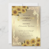  gouden lijst zonnebloem Quinceañera Invitati Kaart (Voorkant)