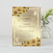  gouden lijst zonnebloem Quinceañera Invitati Kaart (Staand voorkant)