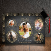 Gouden Lijsten & Botanische Accenten Zwart Afstude Kaart