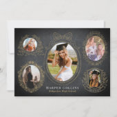 Gouden Lijsten & Botanische Accenten Zwart Afstude Kaart (Voorkant)