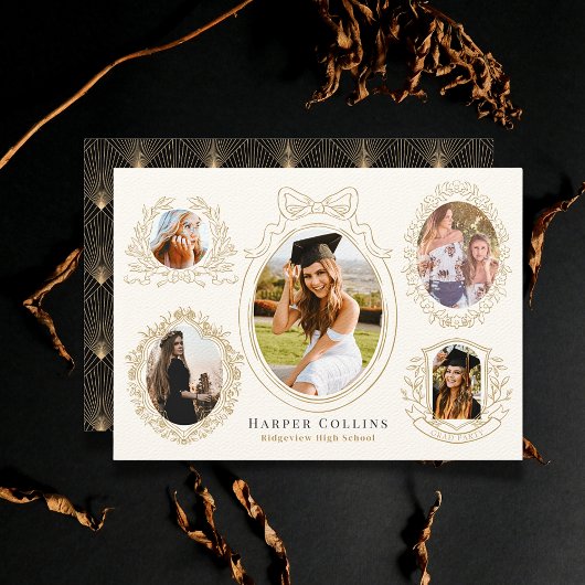 Gouden Lijsten & Botanische Accents Cream Afstuder Kaart