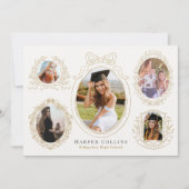 Gouden Lijsten & Botanische Accents Cream Afstuder Kaart (Voorkant)