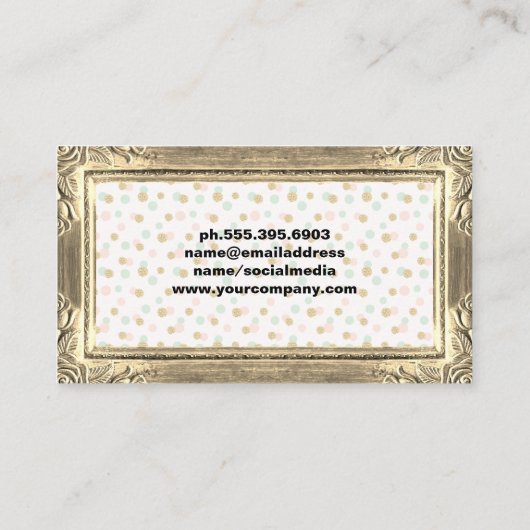 Gouden Lijsten randen | Glitter chique polka stipp Visitekaartje (Achterkant)
