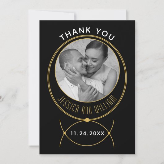 Gouden lijsten sieraden geïnspireerd bruiloft foto bedankkaart (Voorkant)