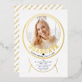 Gouden lijsten sieraden geïnspireerd wit afstudere folie uitnodiging