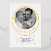 Gouden lijsten sieraden geïnspireerd wit bruiloft  folie uitnodiging (Voorkant)