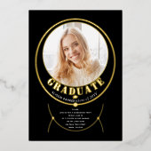 Gouden lijsten sieraden geïnspireerd zwart afstude folie uitnodiging (Voorkant)