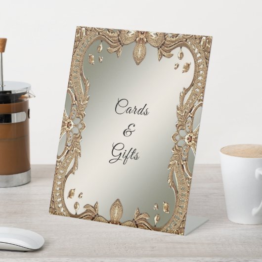 Gouden  Lijsten tafelblad Tekens Reclamebord Met Voetstuk (Insitu)