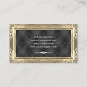 Gouden lijstranden | Zwarte gestoffeerde bekleding Visitekaartje (Achterkant)