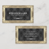 Gouden lijstranden | Zwarte gestoffeerde bekleding Visitekaartje (Voorkant / Achterkant)