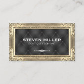 Gouden lijstranden | Zwarte gestoffeerde bekleding Visitekaartje (Voorkant)