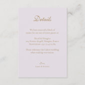 Gouden Lila Grijs Elegant Trouw Hotel Detail Informatiekaartje (Voorkant)