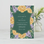 Gouden Lila Loof Eucalyptus Bruiloft Kaart (Staand voorkant)