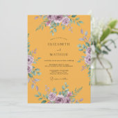 Gouden Lilac Ranunculus Eucalyptus Bruiloft Kaart (Staand voorkant)