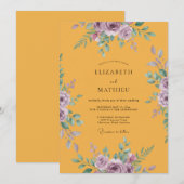 Gouden Lilac Ranunculus Eucalyptus Bruiloft Kaart (Voorkant / Achterkant)