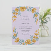 Gouden Lilac Wilde Bloemen Bruiloft Kaart (Staand voorkant)