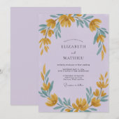 Gouden Lilac Wilde Bloemen Bruiloft Kaart (Voorkant / Achterkant)