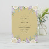 Gouden Lilac Wisteria Bruiloft Kaart (Staand voorkant)
