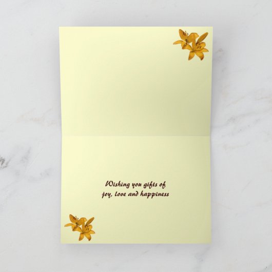 Gouden Lilies Birthday Kaart (Binnen)