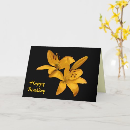 Gouden Lilies Birthday Kaart (Gele Bloem)
