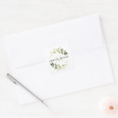GOUDEN LIMOEN GROEN GEBLADERTE MONOGRAM KRANS BRUI VIERKANTE STICKER (Envelop)