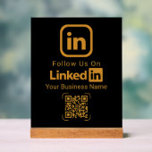 Gouden LinkedIn QR-code Zakelijk Acryl Bord (Neutraal)
