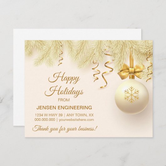 Gouden Lint Bedankje Kerstkaart voor Zakelijk Gebr Briefkaart (Voorkant / Achterkant)