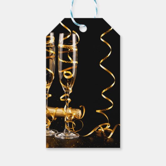 Gouden lint champagne cadeaulabel (Voorkant)