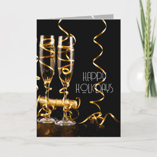 Gouden lint champagne fijne feestdagen kaart