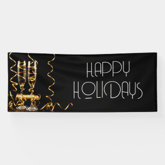Gouden lint champagne gelukkig feest spandoek
