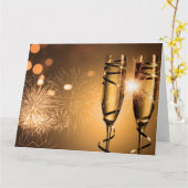 Gouden lint Champagne glazen Kaart (Gele Bloem)