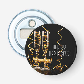 Gouden Lint Champagne Prettig Kerstfeest Button Flesopener