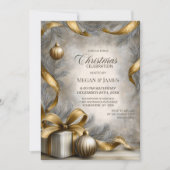 Gouden lint en kerstversiering Kerstfeest Kaart (Voorkant)