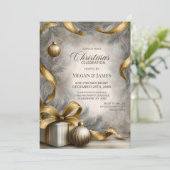 Gouden lint en kerstversiering Kerstfeest Kaart (Staand voorkant)