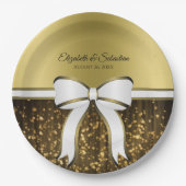 Gouden lint en Sparkles Elegant Glam Bruiloft Papieren Bordje (Voorkant)