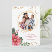 Gouden lint foto kerstkaart (Staand voorkant)