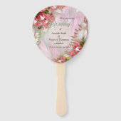 Gouden lint & Fuchsia Protea boeketten Handwaaier (Voorkant)