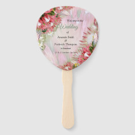 Gouden lint & Fuchsia Protea boeketten Handwaaier