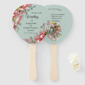 Gouden lint & Fuchsia Protea boeketten Handwaaier (Voorkant en achterkant)